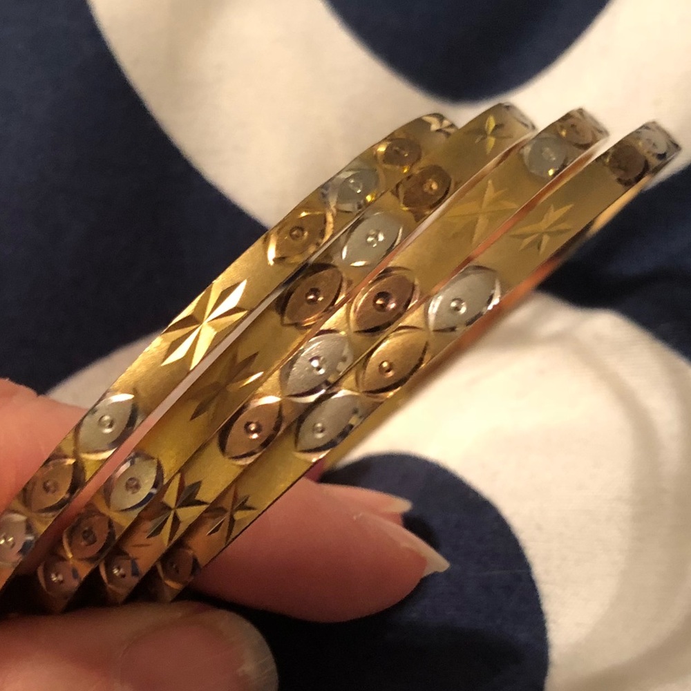 Tri color-gold 18K filled bangles set of 4 NWOT